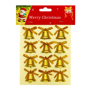 Golden Bells Bow Ornament Set